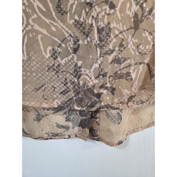 Meadow Rue Anthropologie Champagne Beige Sheer Floral Button Back Shirt, Medium - Picture 7 of 12